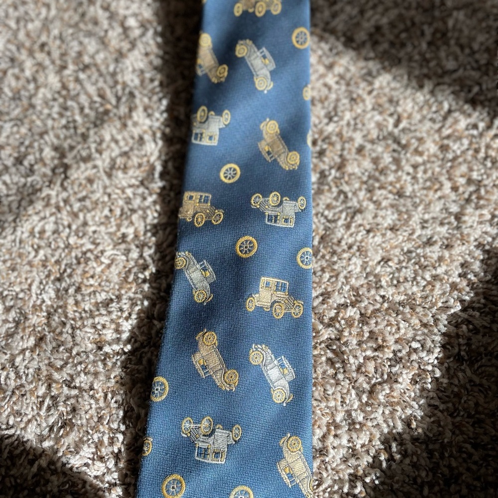 Sears Men’s store blue vintage cars tie